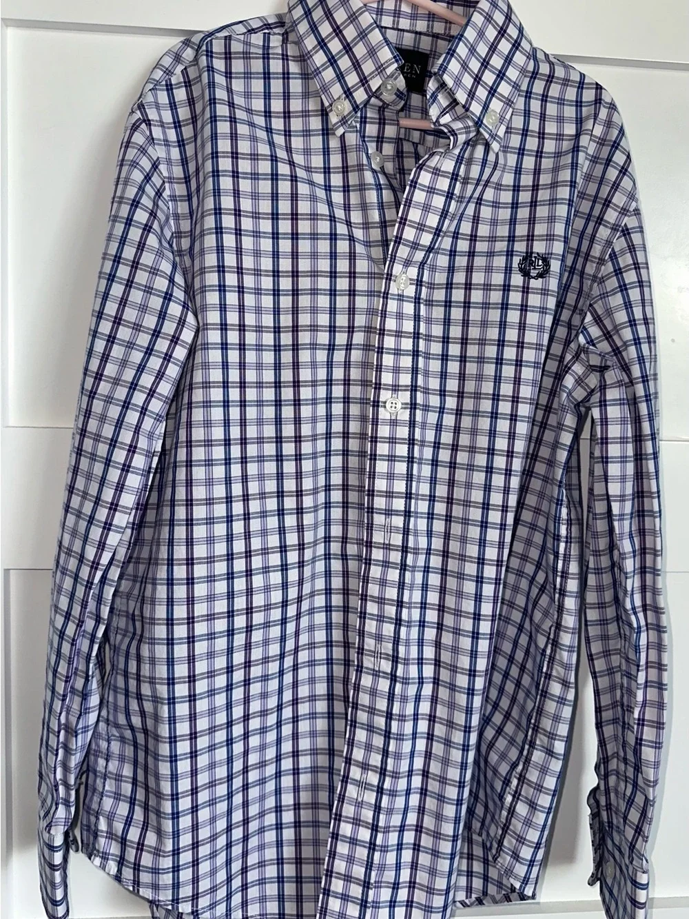 Almost New!Ralph Lauren Boys’ Blue Plaid Button-Down Shirt